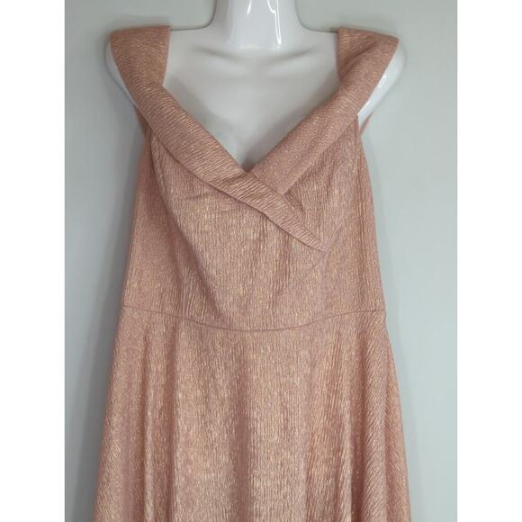 Oleg Cassini Womens Off The Shoulder Metallic Hi-Lo Dress Rosego Size 12 NWT - Picture 5 of 14